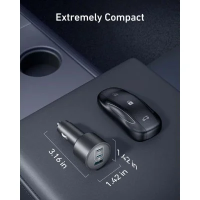 Anker Car Charger (167.5W, 3 Ports) with Cable Bundle - Gray
